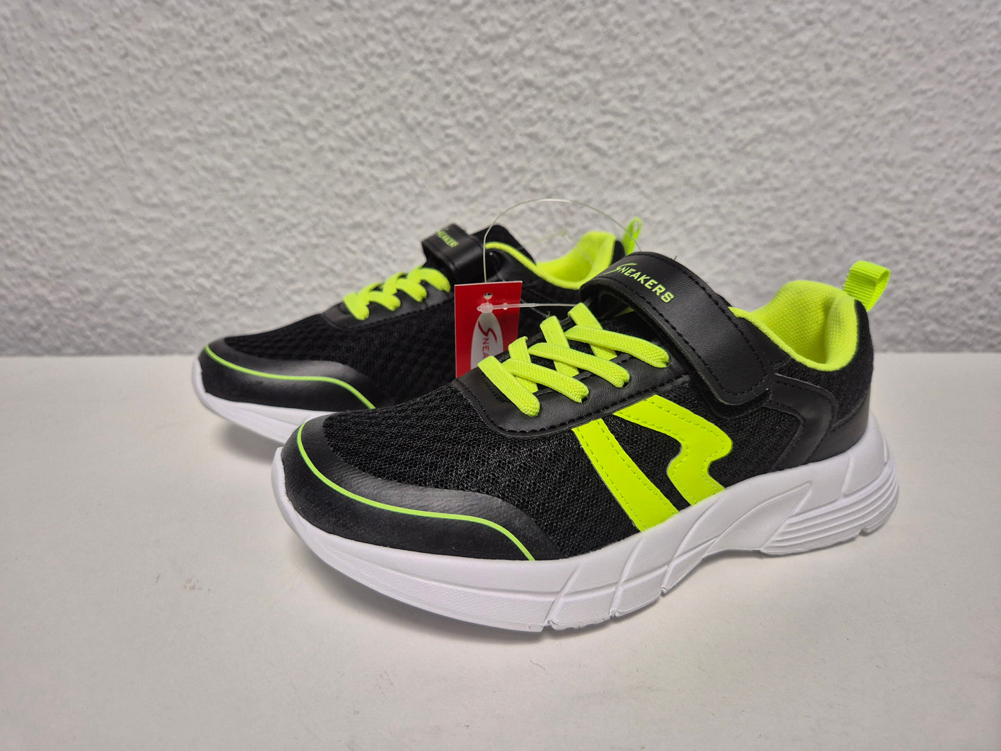 SNEAKERS Sneaker Turnschuhe, schwarz-neongelb, Gr. 32