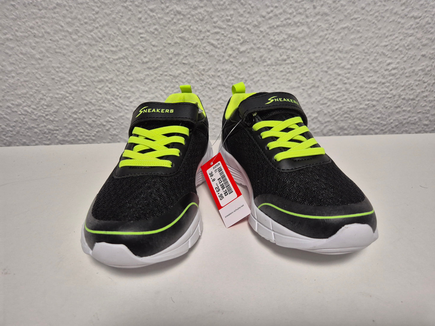 SNEAKERS Sneaker Turnschuhe, schwarz-neongelb, Gr. 30