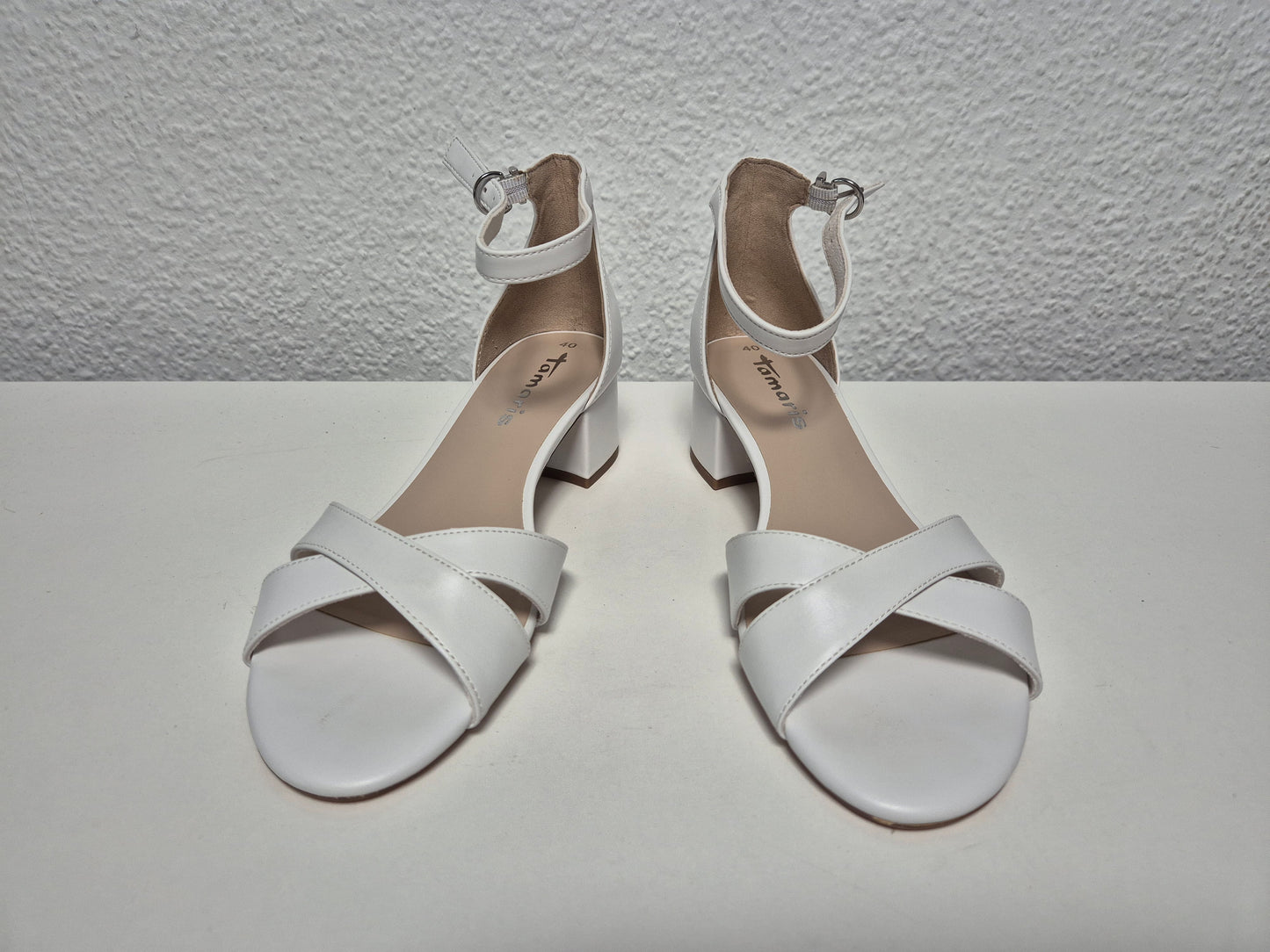 TAMARIS Sandalette Blockabsatz, Abendschuh, Hochzeitsschuh, weiß, Gr. 40