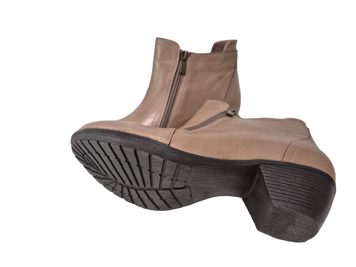 Heine Kurzstiefelette aus Leder, beige, Gr. 38