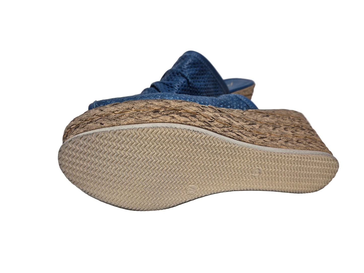 Andrea Conti Pantoletten Keilabsatz aus Leder, blau, Gr. 37