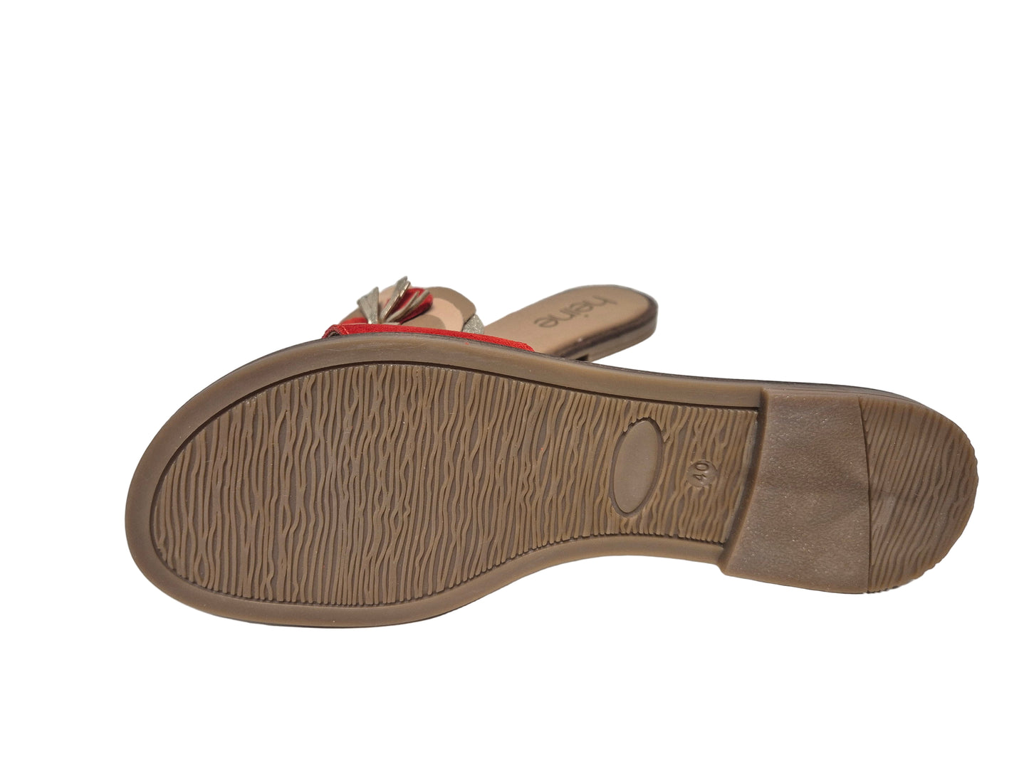 Heine Sandalen Schlappen, rot beige, Gr. 40