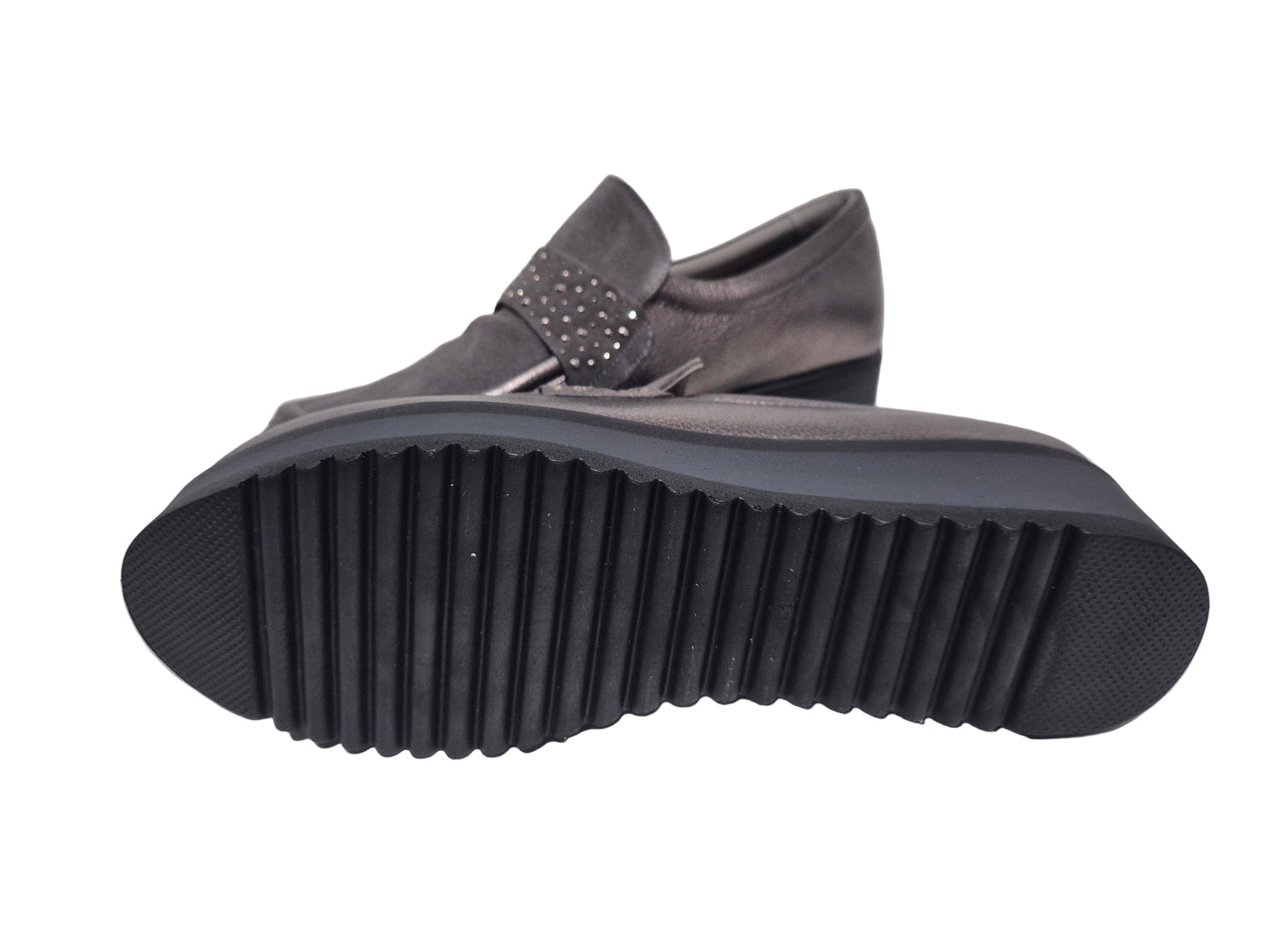 Heine Slipper Slip-On Keilabsatz, grau, Gr. 41