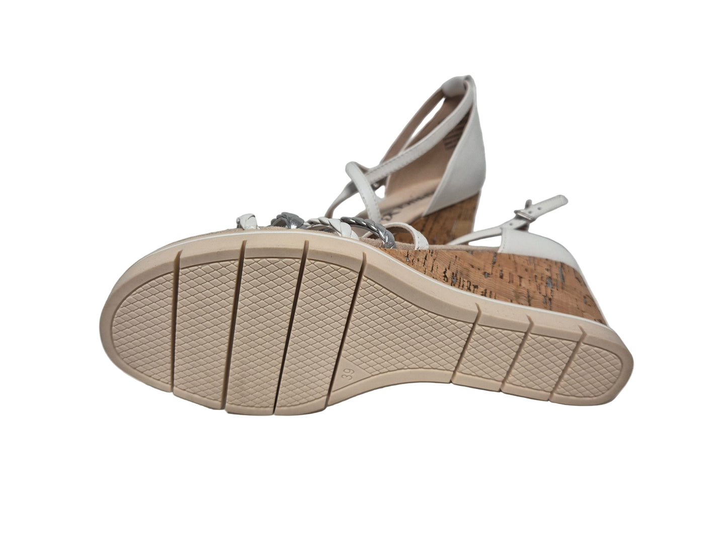 Caprice Keilsandalette, weiß silber, Gr. 39