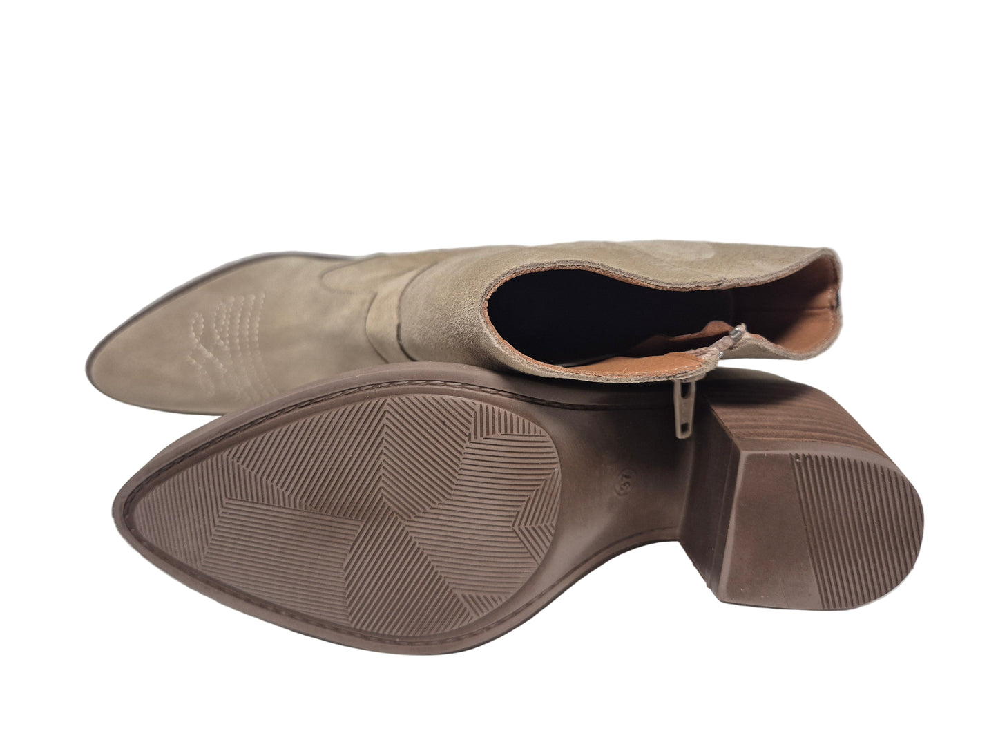 Heine Stiefel Veloursleder Cowboyabsatz, beige, Gr. 37