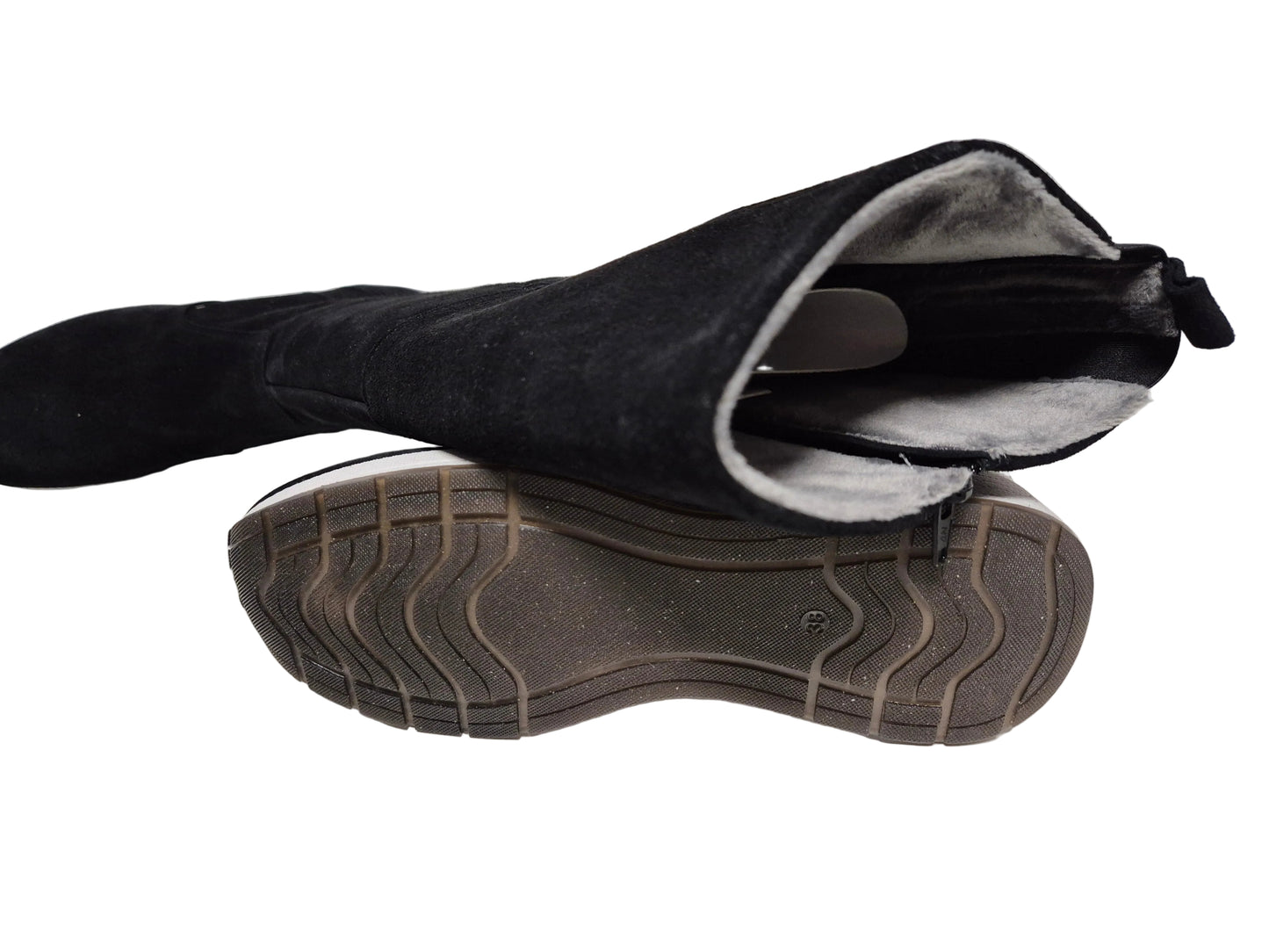 Heine Veloursleder Wadenhoch, schwarz, Gr. 38