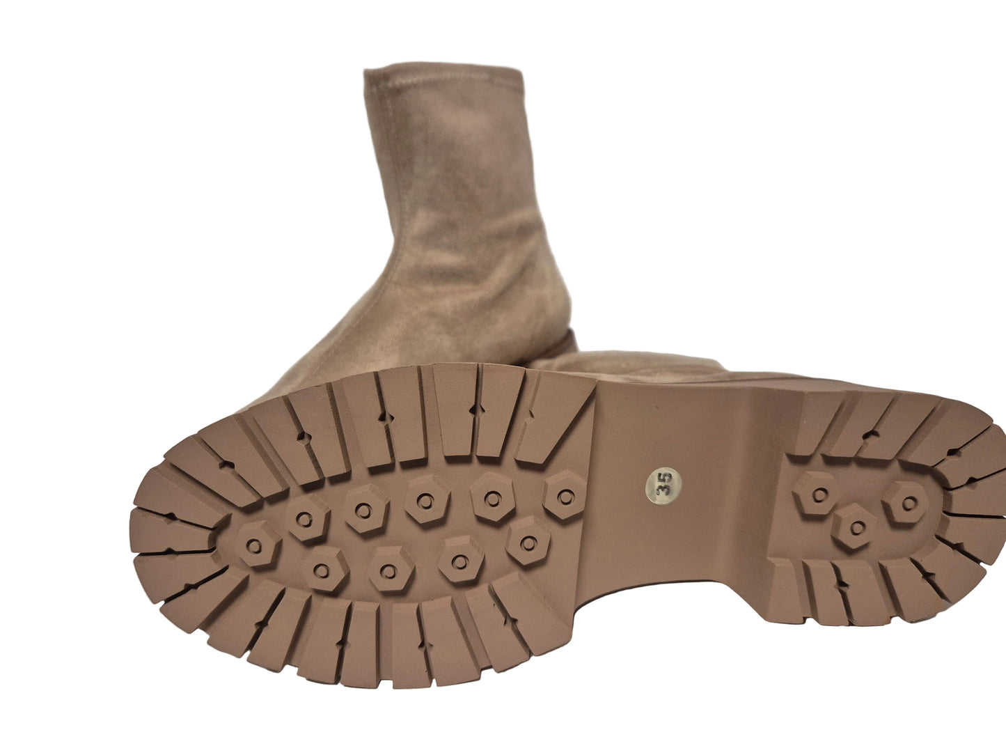 Heine Stiefelette Blockabsatz, beige, Gr. 35