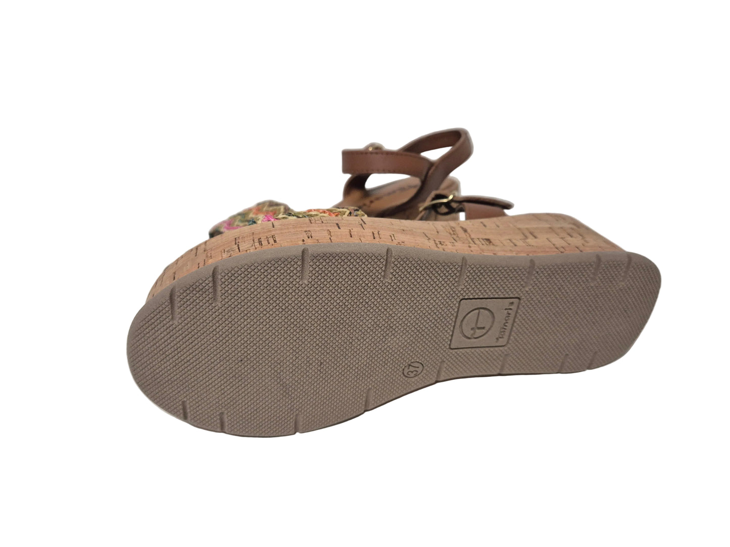 Tamaris Sandalette Keilabsatz, braun bunt, Gr. 37