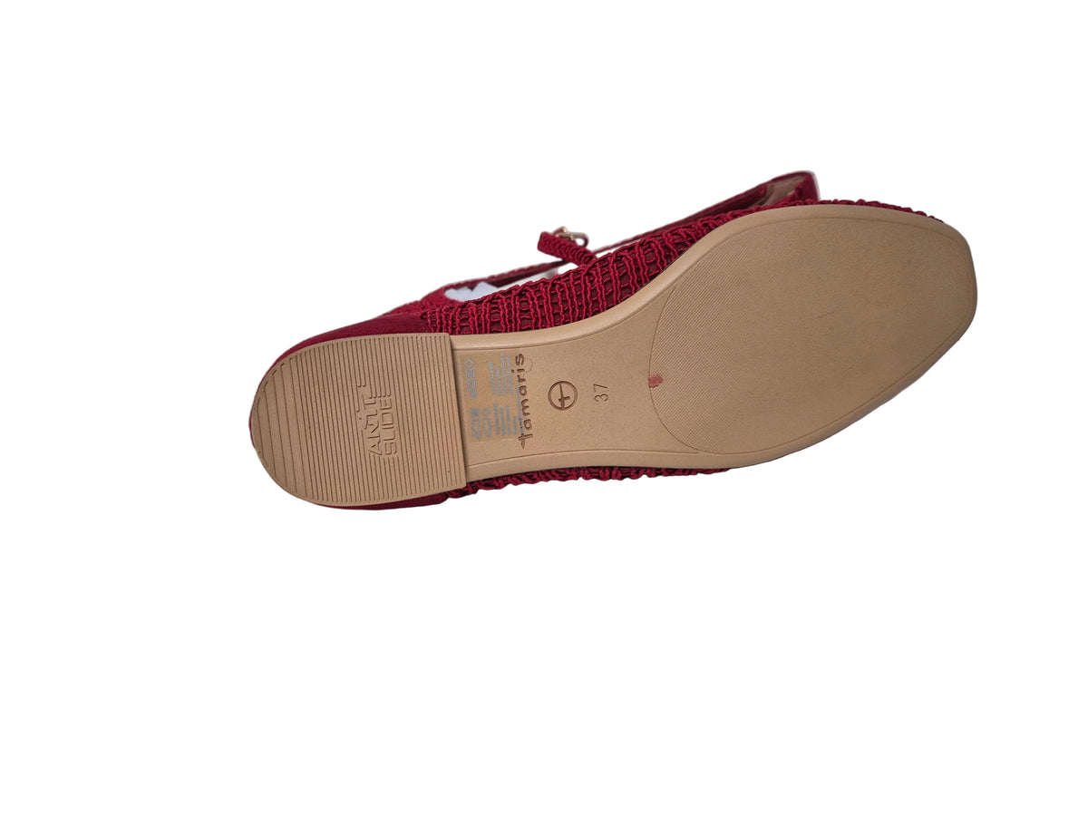 Tamaris Riemchenballerina, rot, Gr. 37