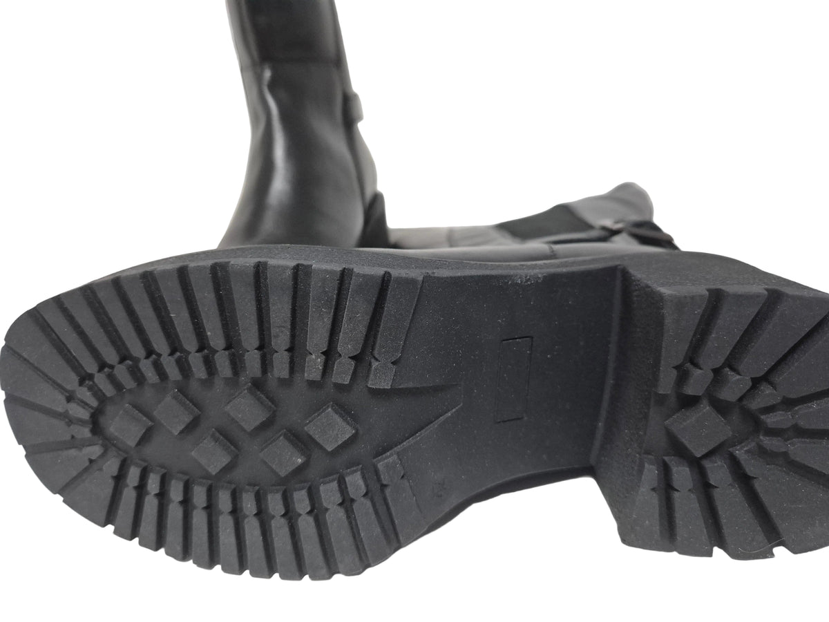 sheego Weitschaftstiefel Zierschnalle Leder, schwarz, Gr. 42 XXL