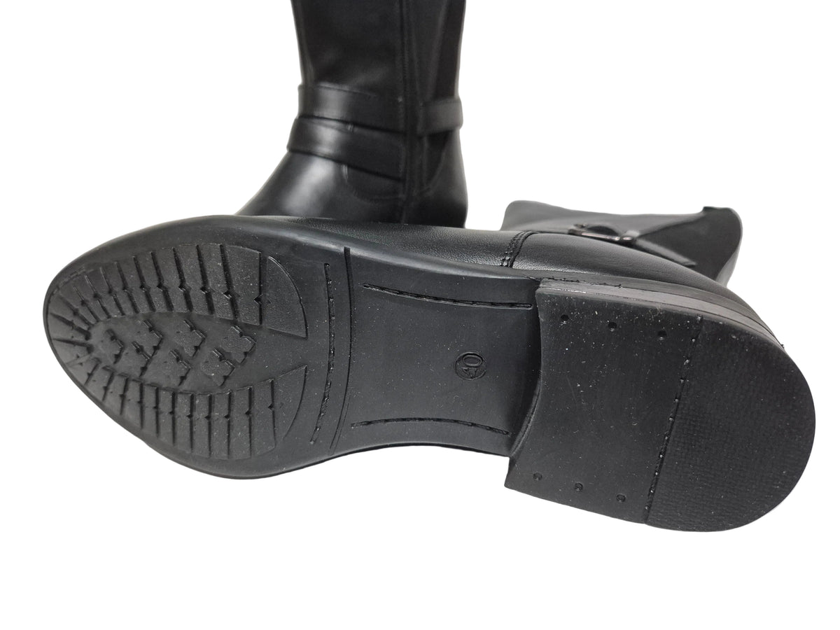 sheego Wadenhohe Weitschaftstiefel aus Leder, schwarz, Gr. 40 XL