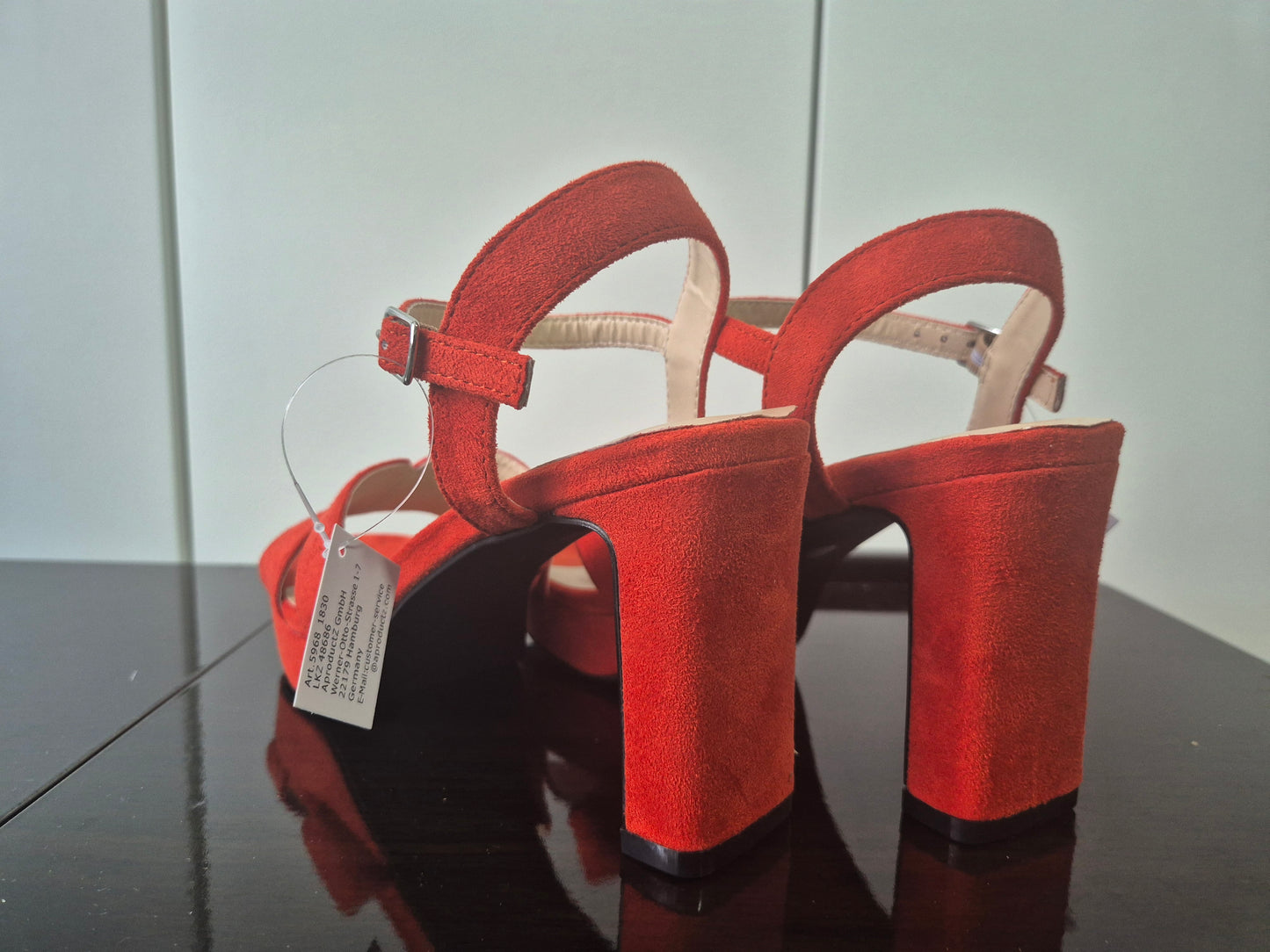 ANISTON SHOES High-Heel-Sandalette Abendsandale, Plateau rot Gr. 39