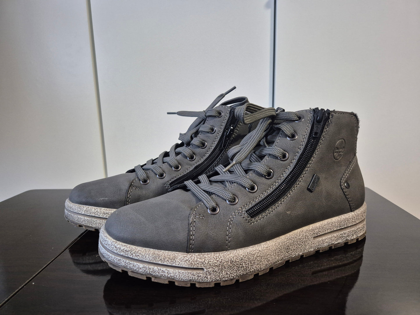 RIEKER Schnürboots mit zwei Reißverschlüsse grau Gr. 40