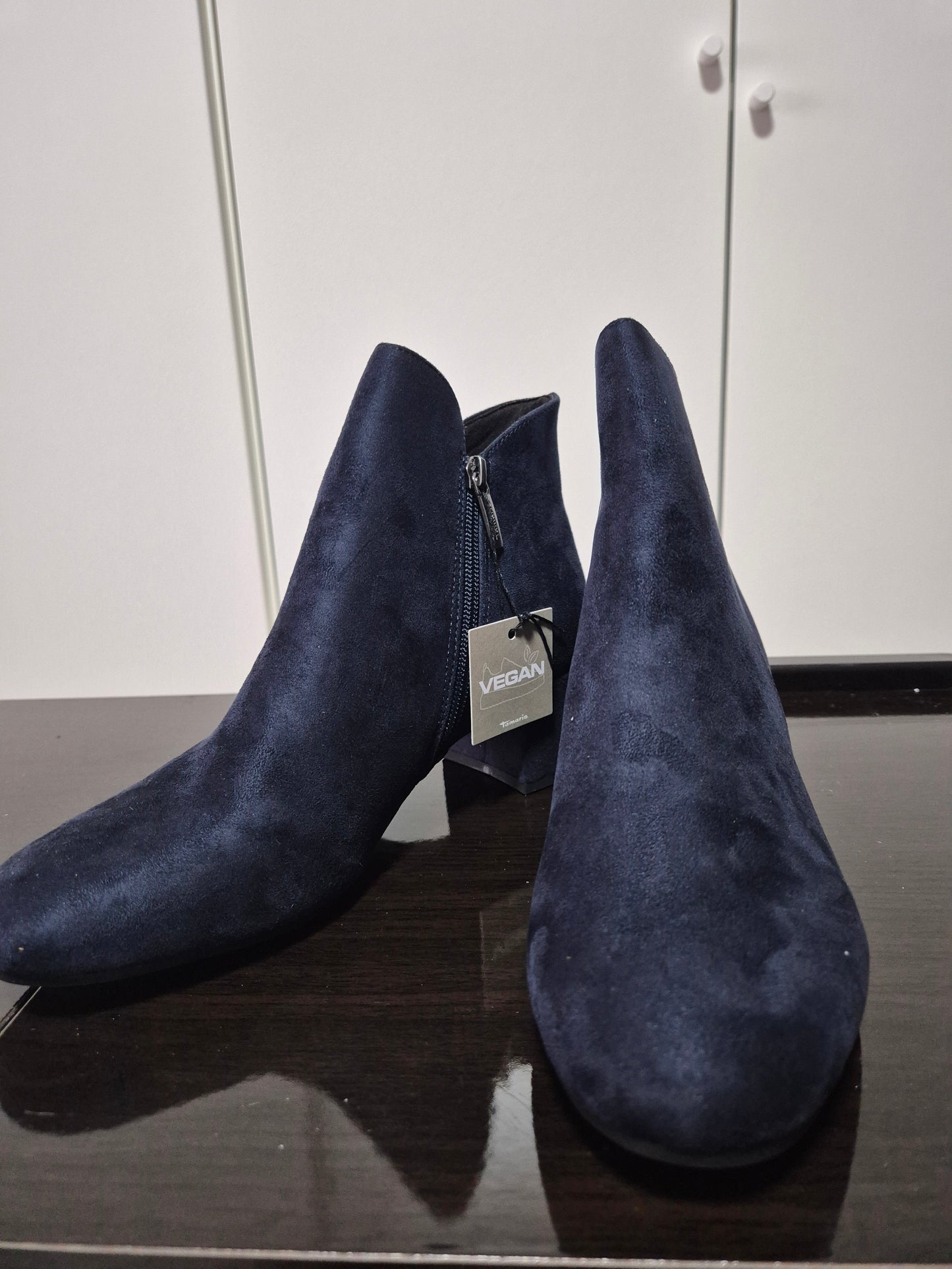Tamaris Cika Stiefelette Ankleboots mit Blockabsatz blau Gr. 39