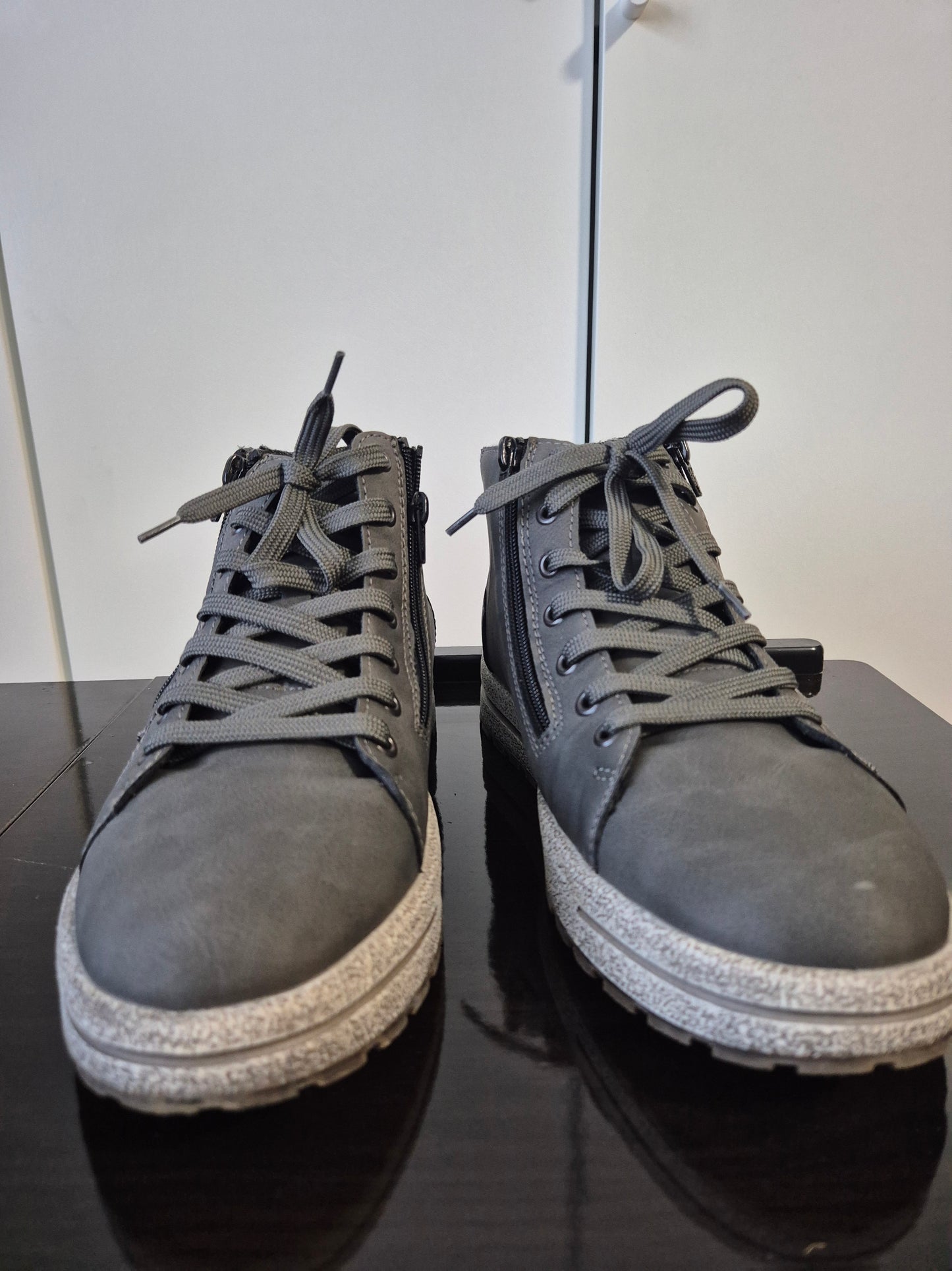 RIEKER Schnürboots mit zwei Reißverschlüsse grau Gr. 40