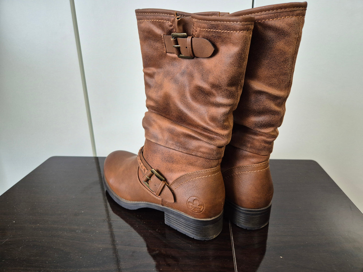 RIEKER Boots, Blockabsatz mit slouchy-Schaft braun Gr. 39