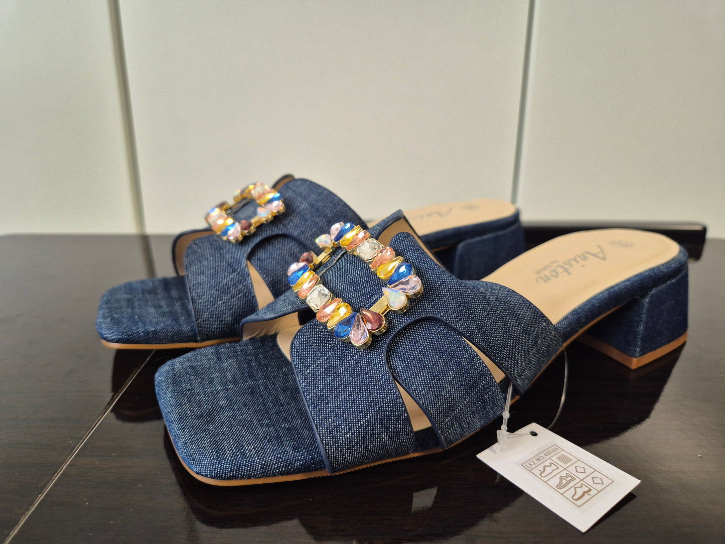 ANISTON SHOES Pantolette Sommerschuh blau Gr. 38