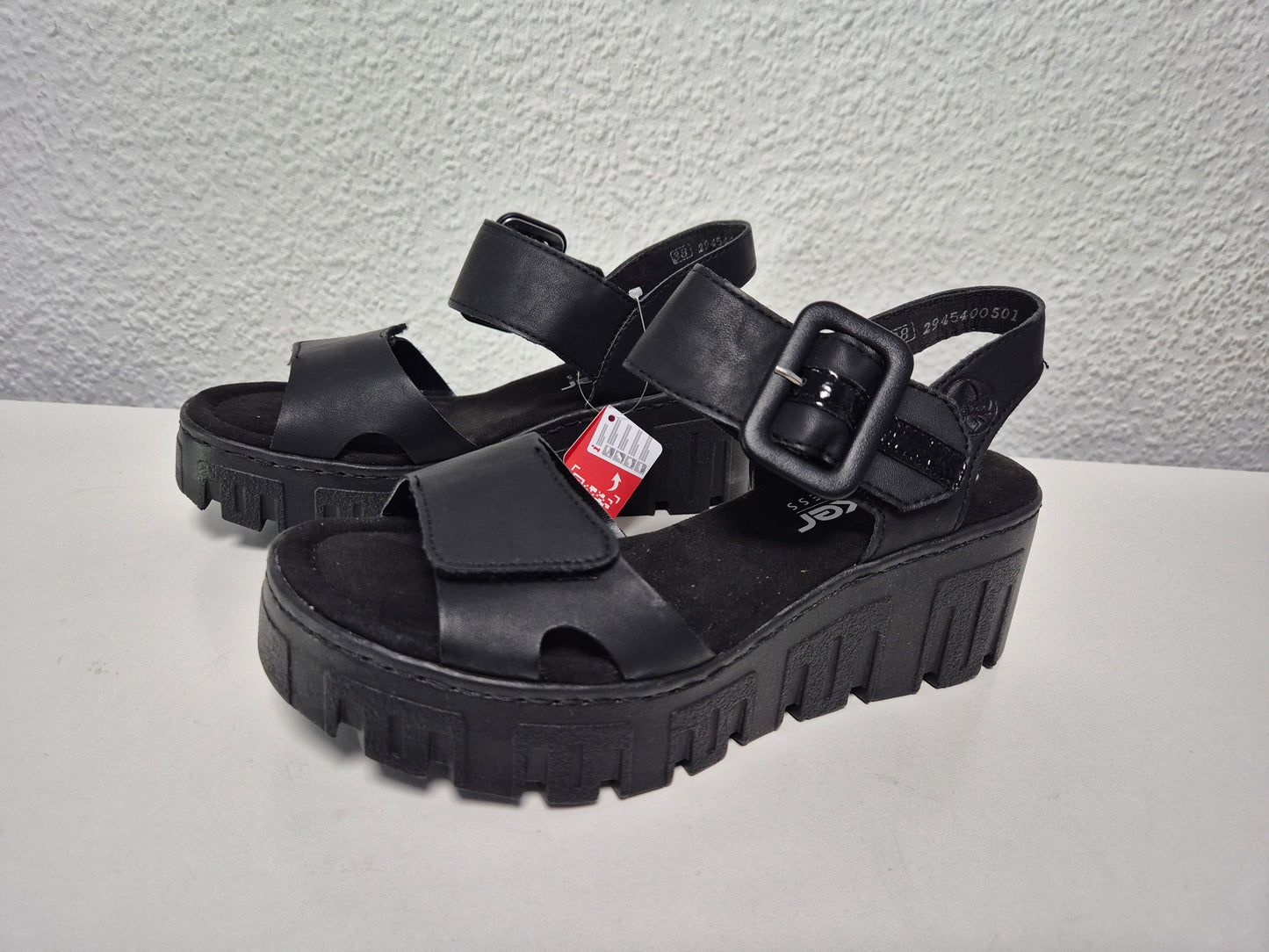 RIEKER Sandalette mit Keilabsatz, schwarz, Gr. 38