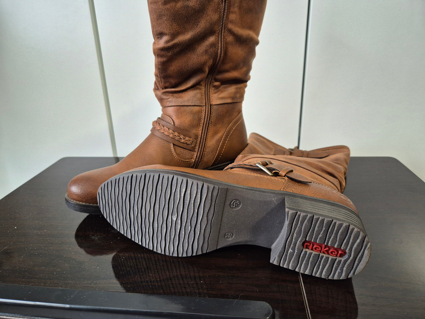 RIEKER Boots, Blockabsatz mit slouchy-Schaft braun Gr. 39