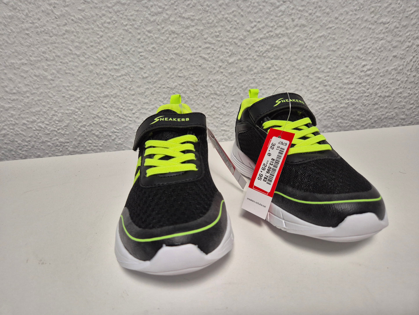 SNEAKERS Sneaker Turnschuhe, schwarz-neongelb, Gr. 32