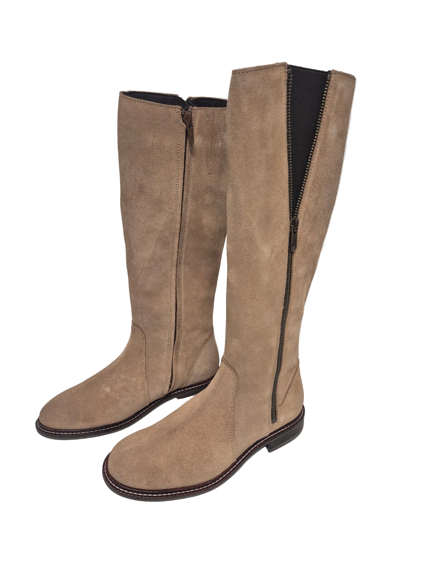 Heine Wadenhohe Stiefel aus Leder, sand, Gr. 37
