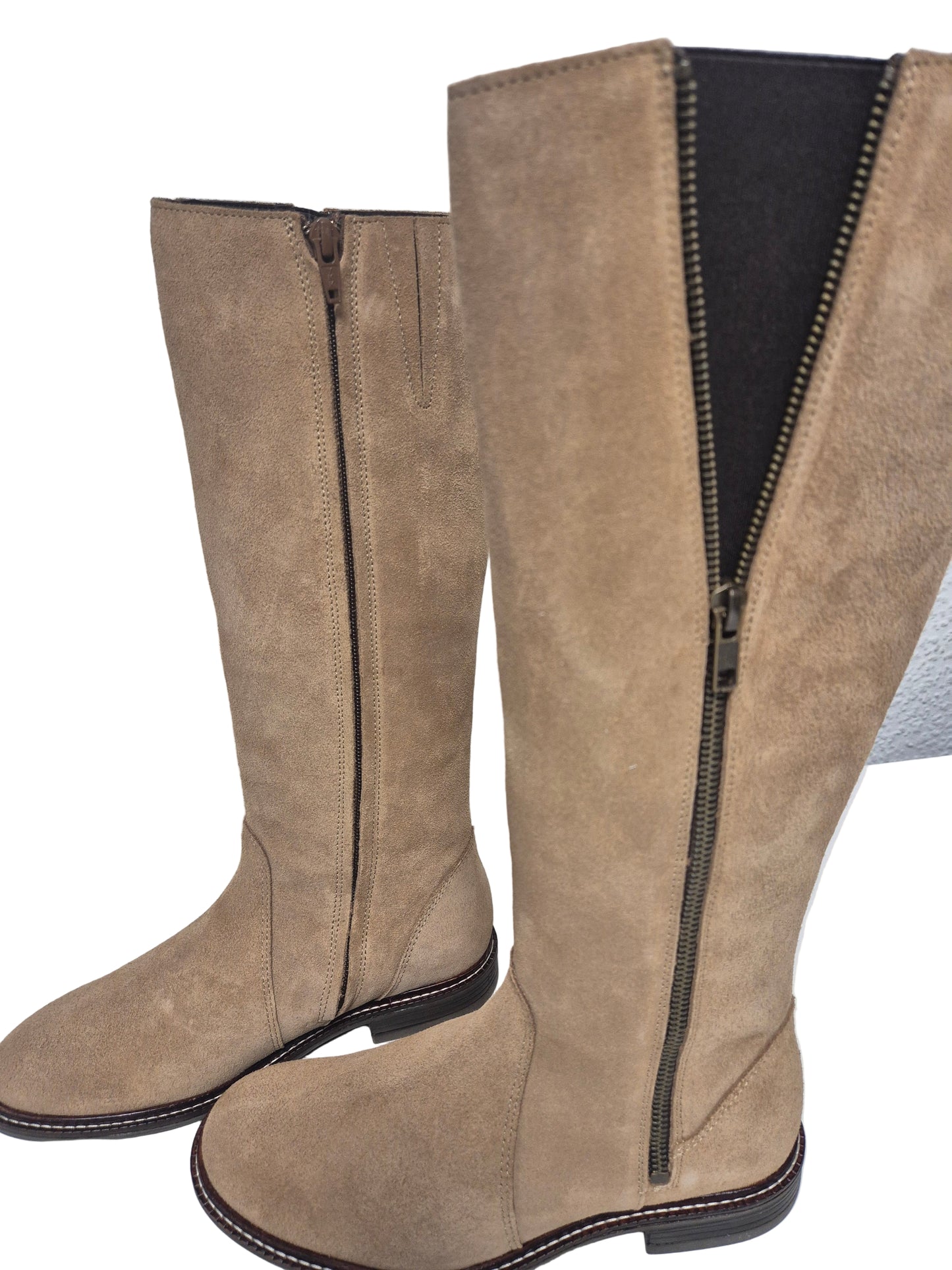 Heine Wadenhohe Stiefel aus Leder, sand, Gr. 37