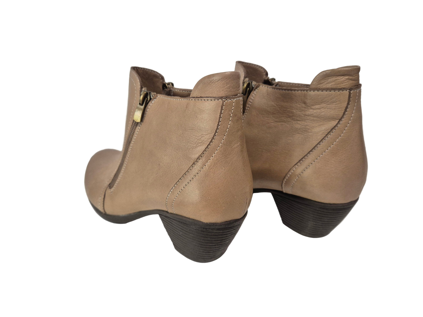 Heine Kurzstiefelette aus Leder, beige, Gr. 38