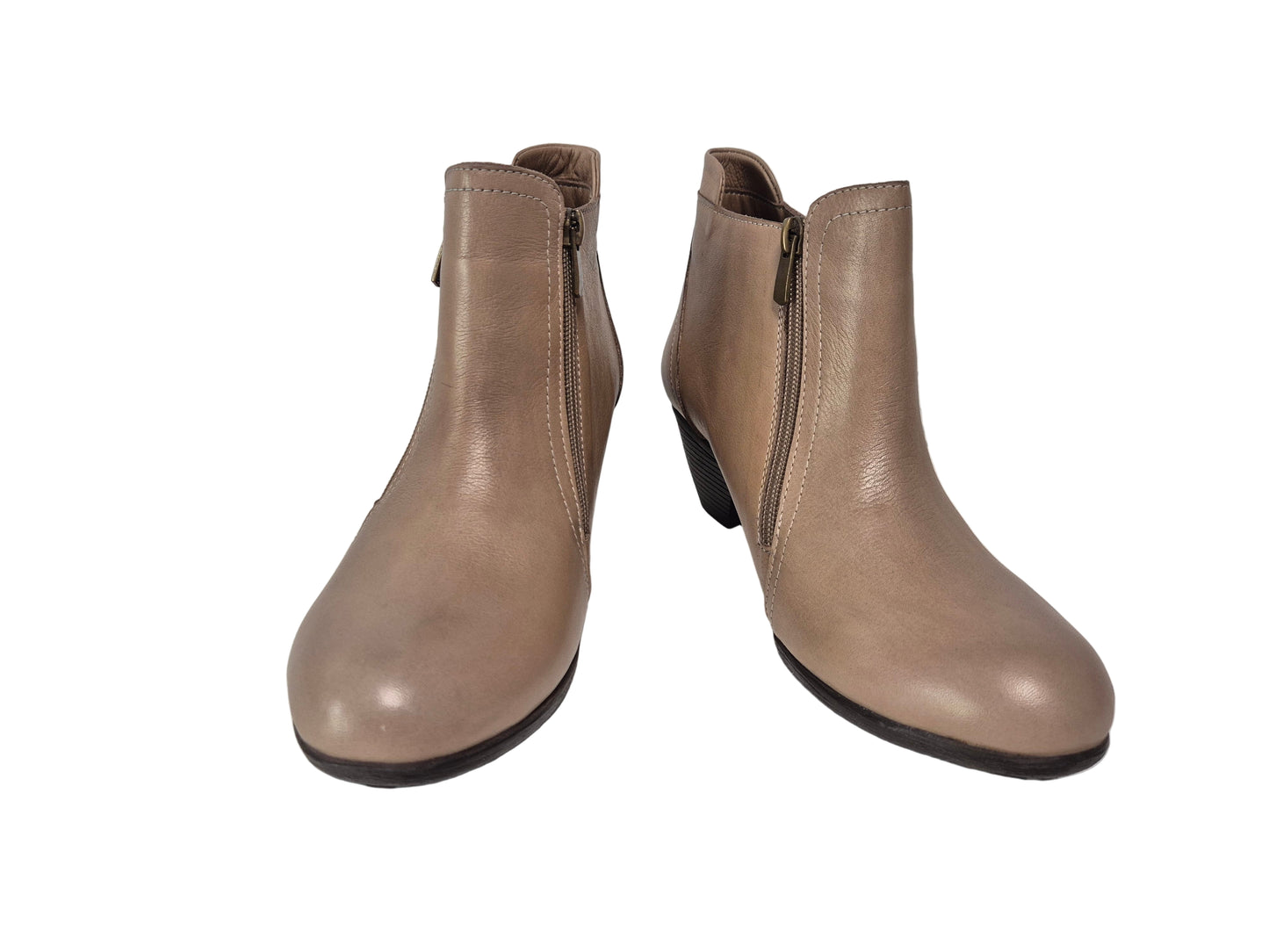 Heine Kurzstiefelette aus Leder, beige, Gr. 38