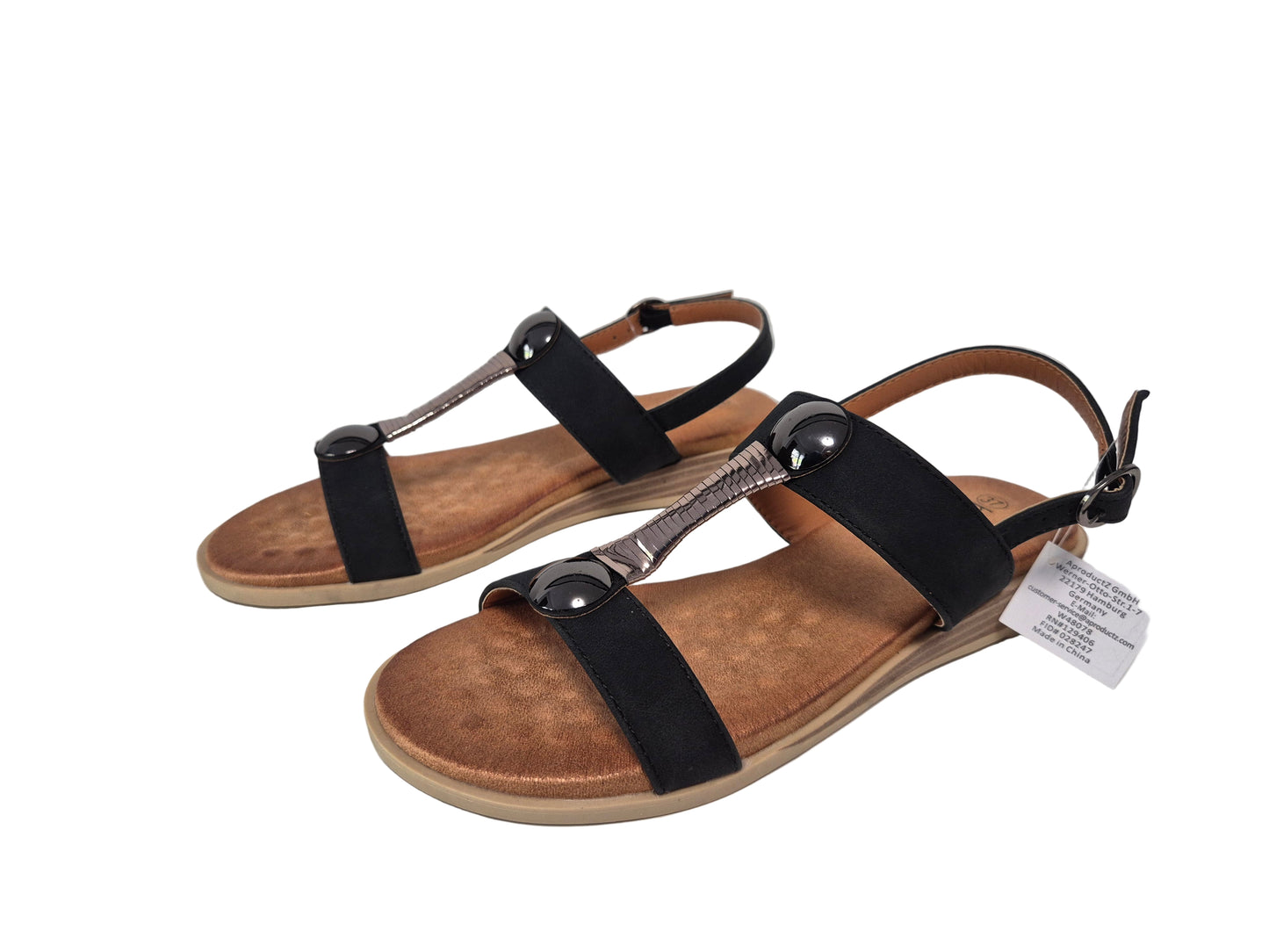 Heine Sandale Keilabsatz, schwarz, Gr. 37