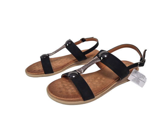 Heine Sandale Keilabsatz, schwarz, Gr. 37