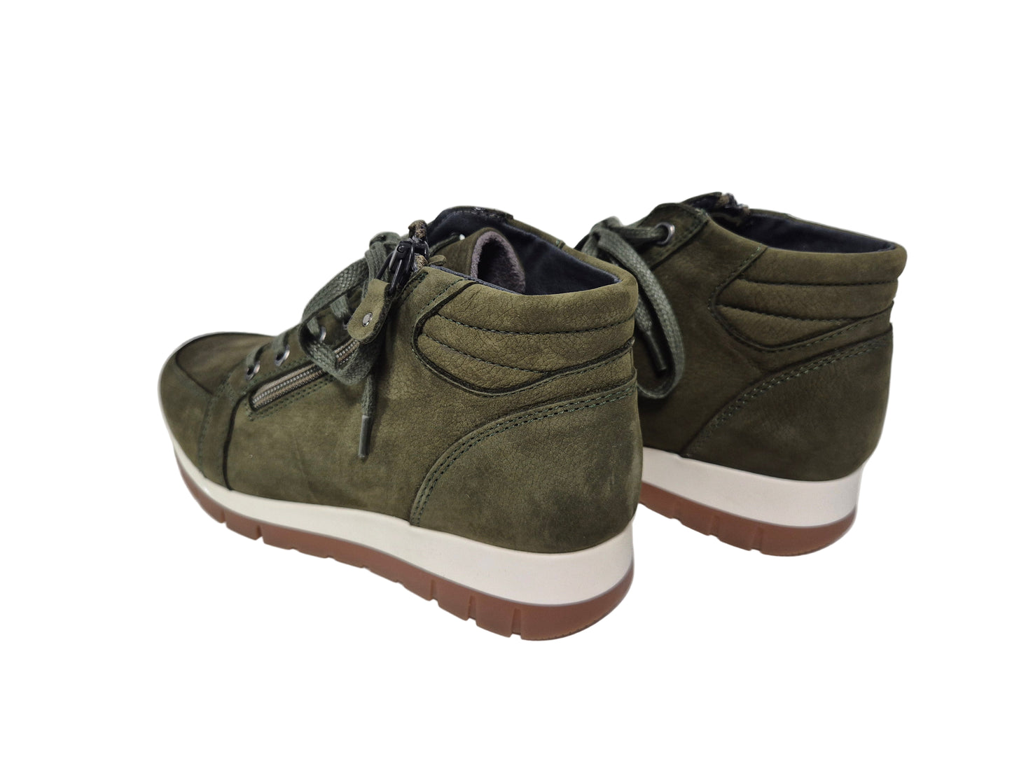 Heine Sneaker Kurzstiefelette aus Leder, khaki, Gr. 36