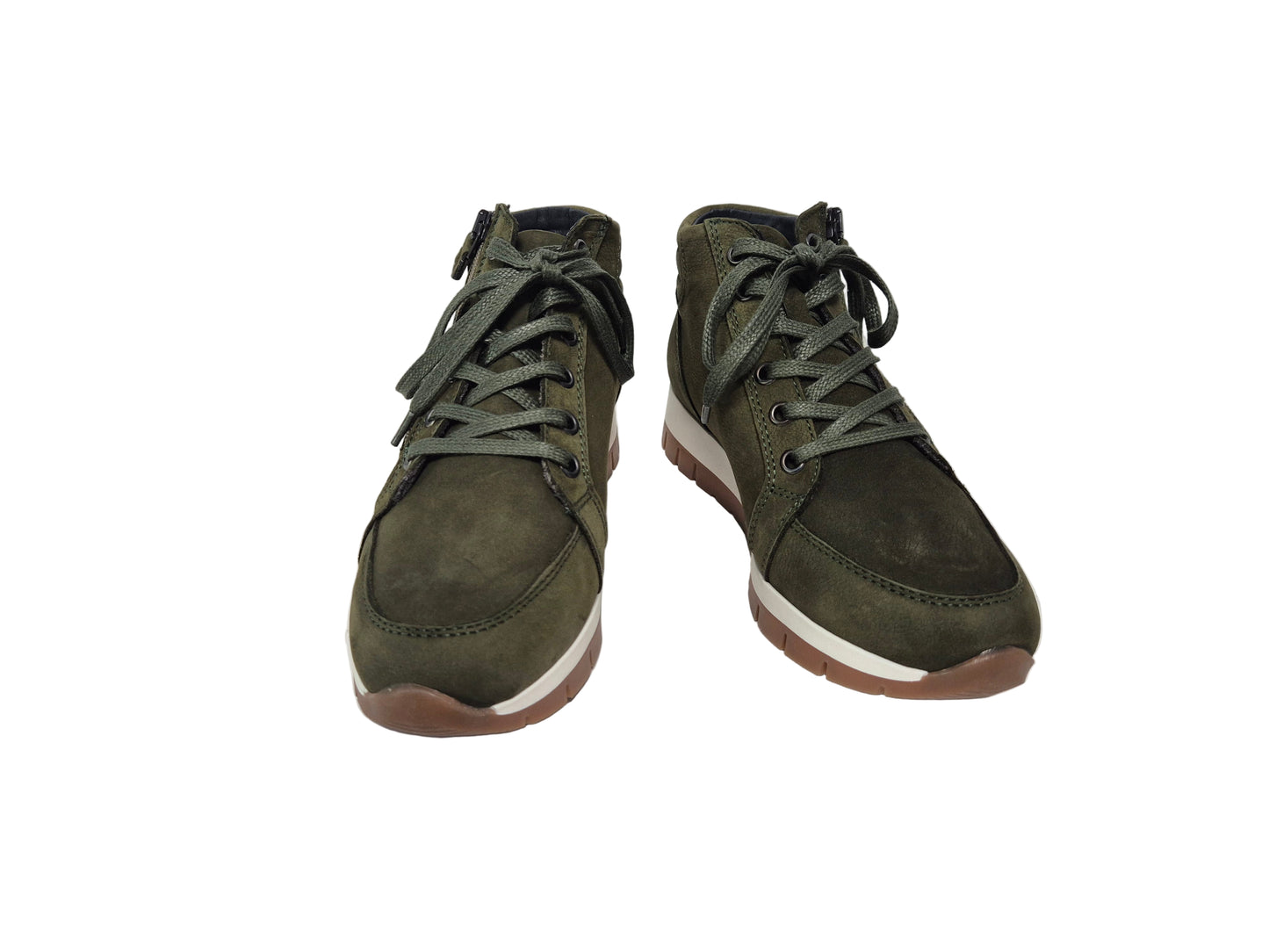 Heine Sneaker Kurzstiefelette aus Leder, khaki, Gr. 36