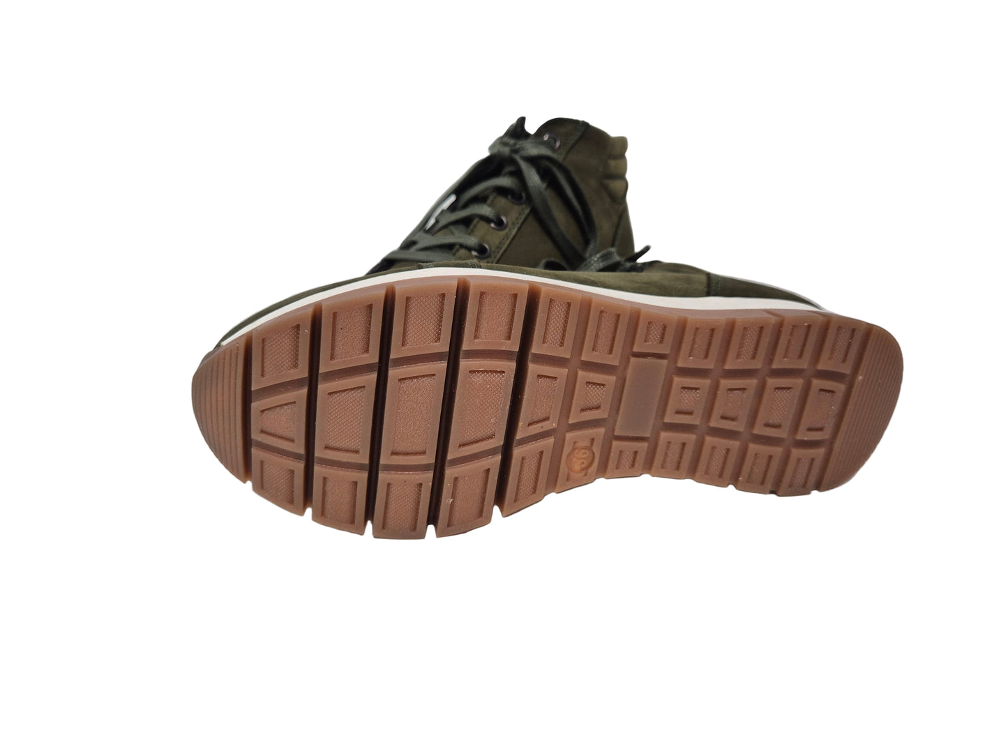 Heine Sneaker Kurzstiefelette aus Leder, khaki, Gr. 36