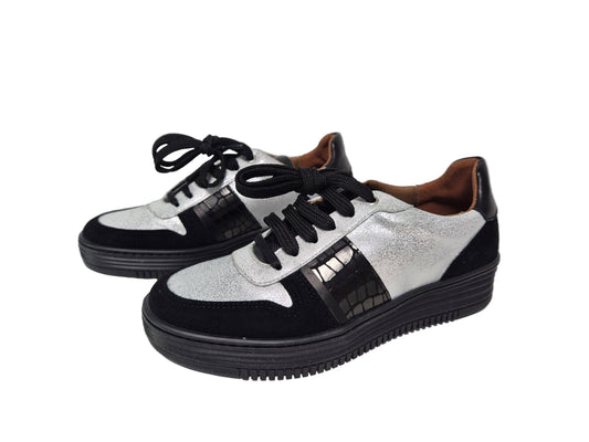 Heine Sneaker Freizeitschuh, schwarz-silber, Gr. 35