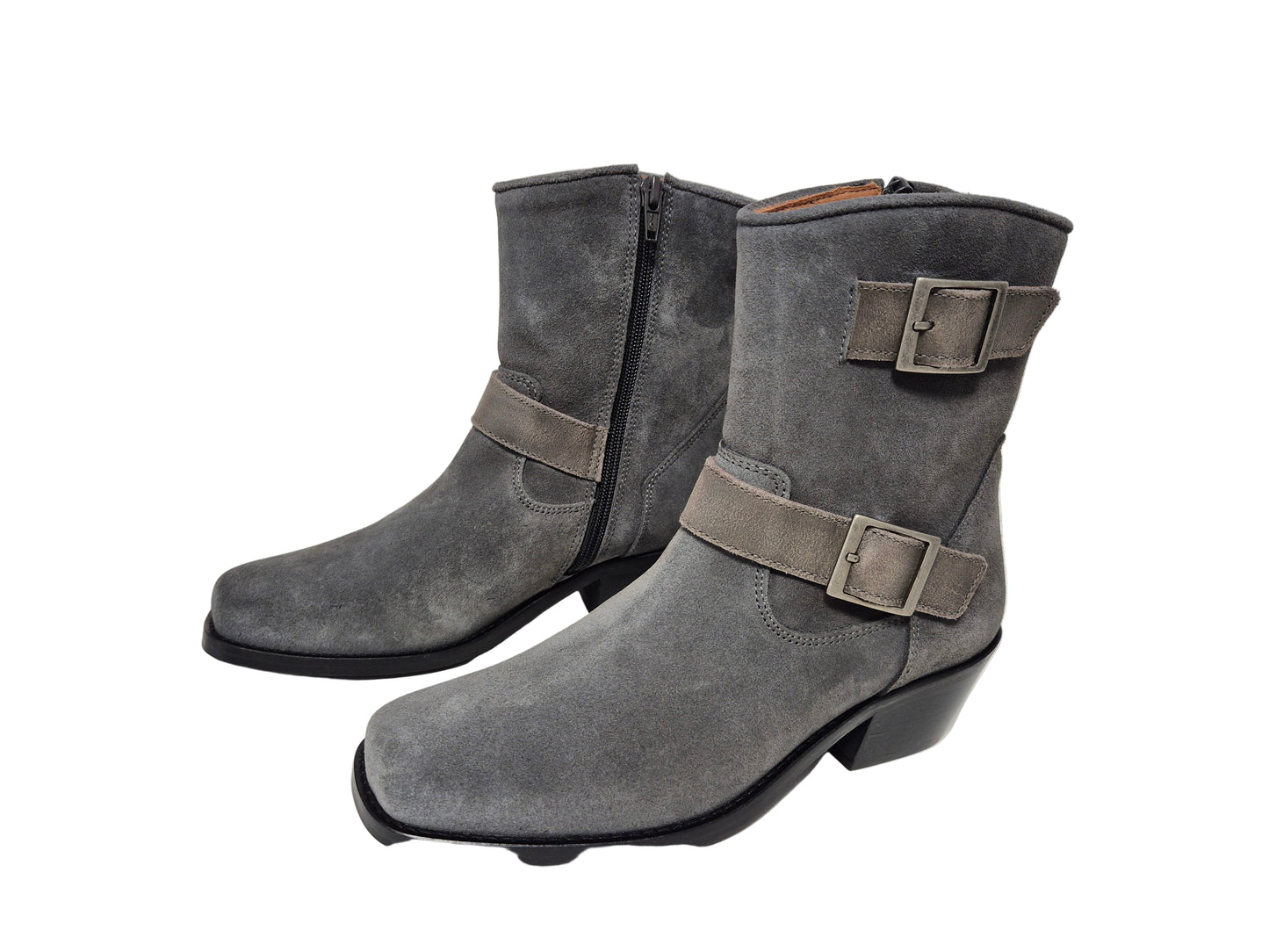 Heine Stiefeletten aus Veloursleder, grau, Gr. 38