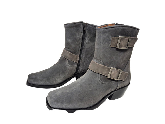 Heine Stiefeletten aus Veloursleder, grau, Gr. 38
