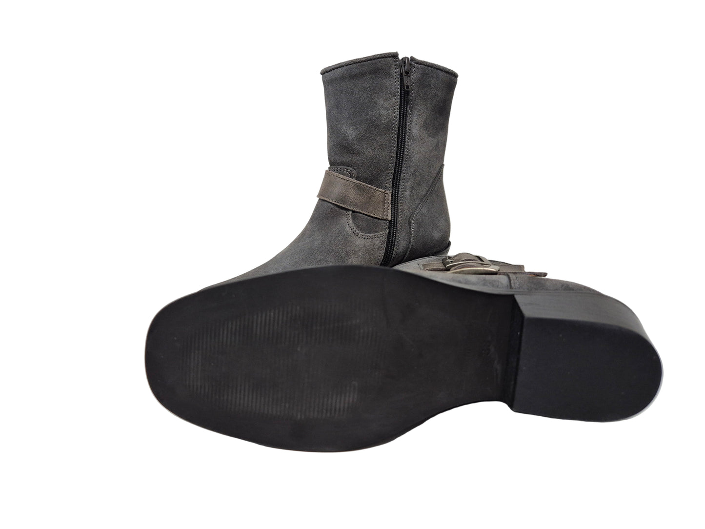 Heine Stiefeletten aus Veloursleder, grau, Gr. 38