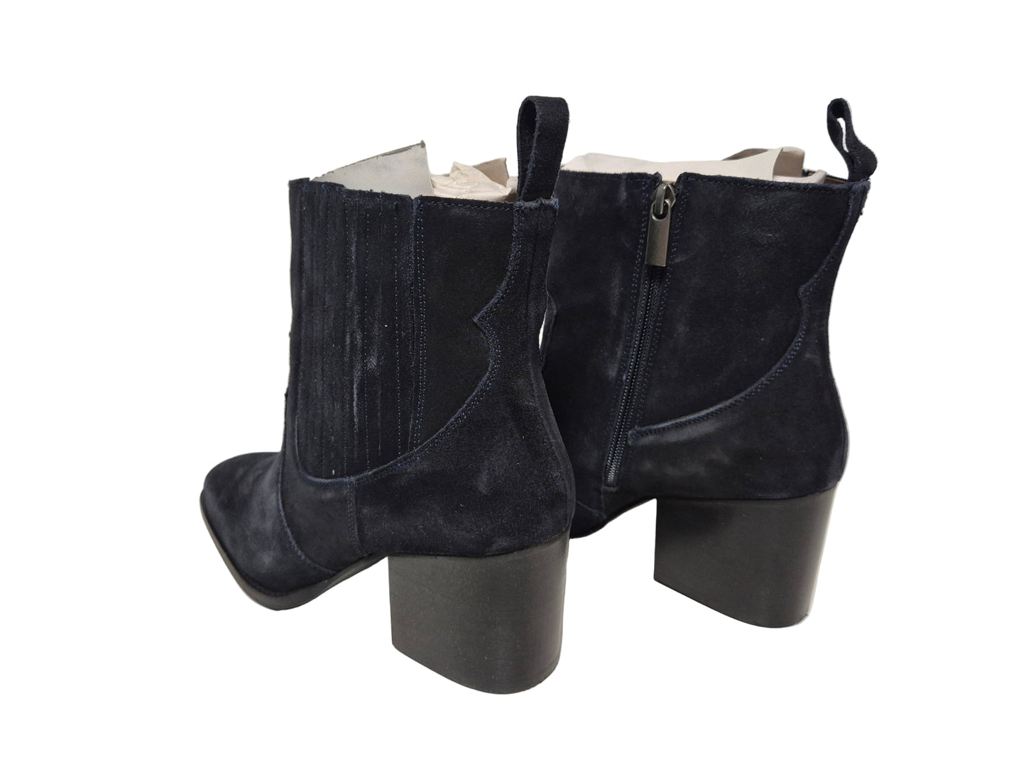 sheego by Joe Browns Stiefelette Leder Blockabsatz, marine, Gr. 41