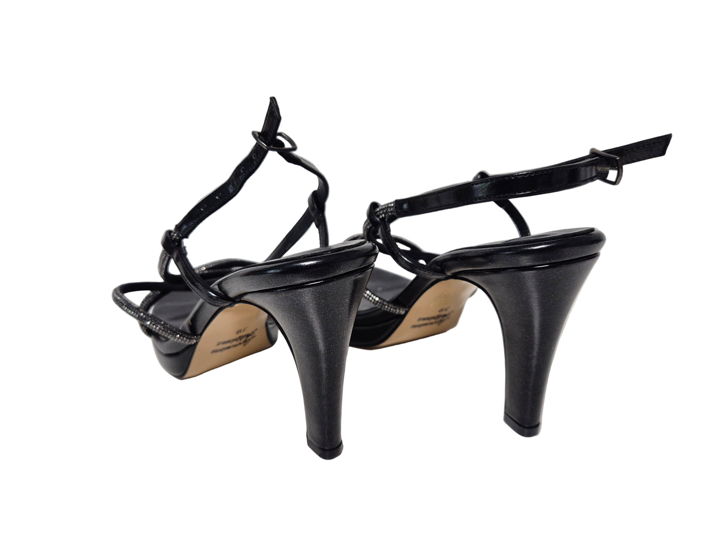 Repo Italy Leder Sandale Pumps Glitzer, schwarz, Gr. 39