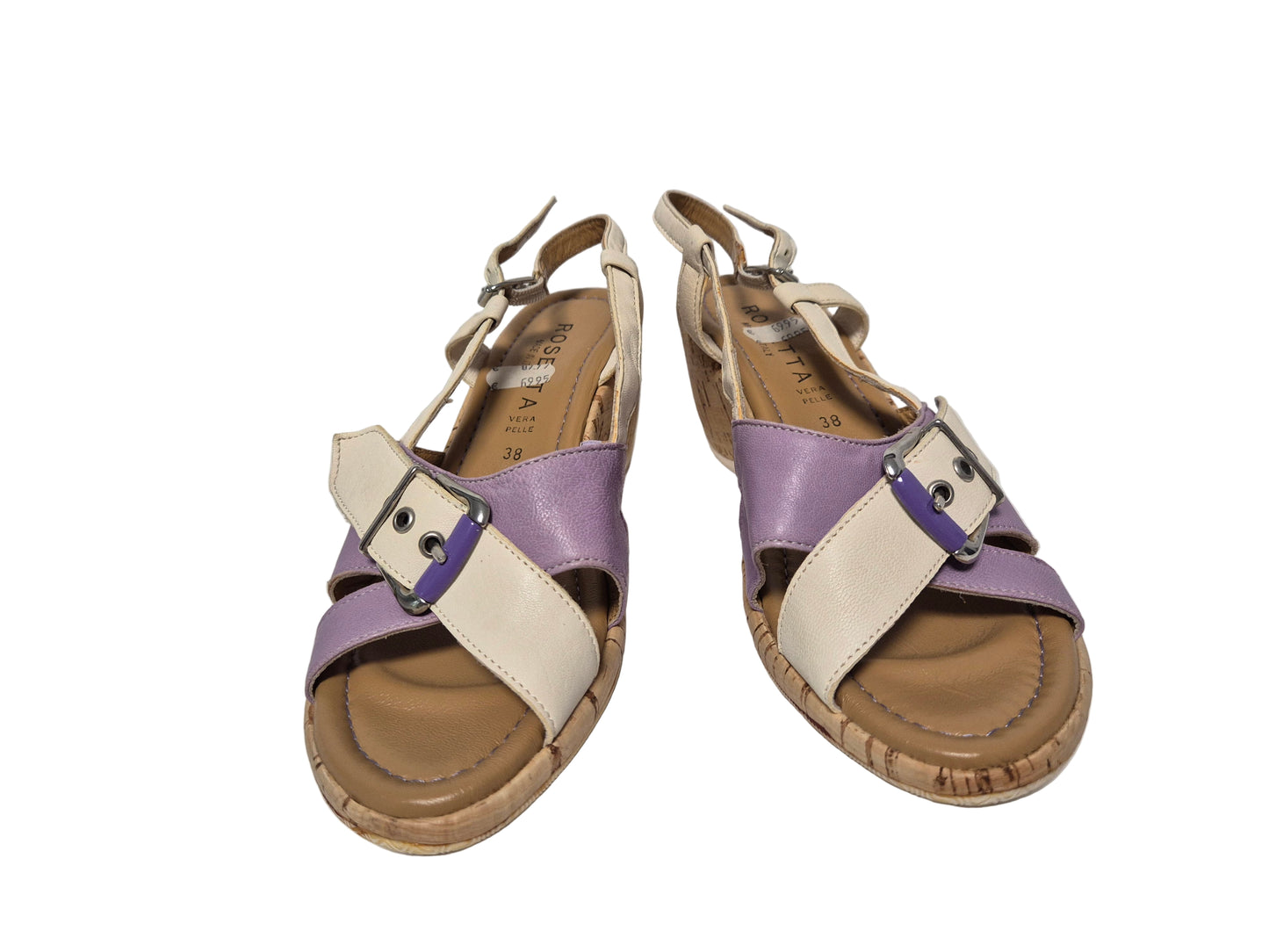 Rosetta Keilsandalette Leder, flieder-weiß, Gr. 38