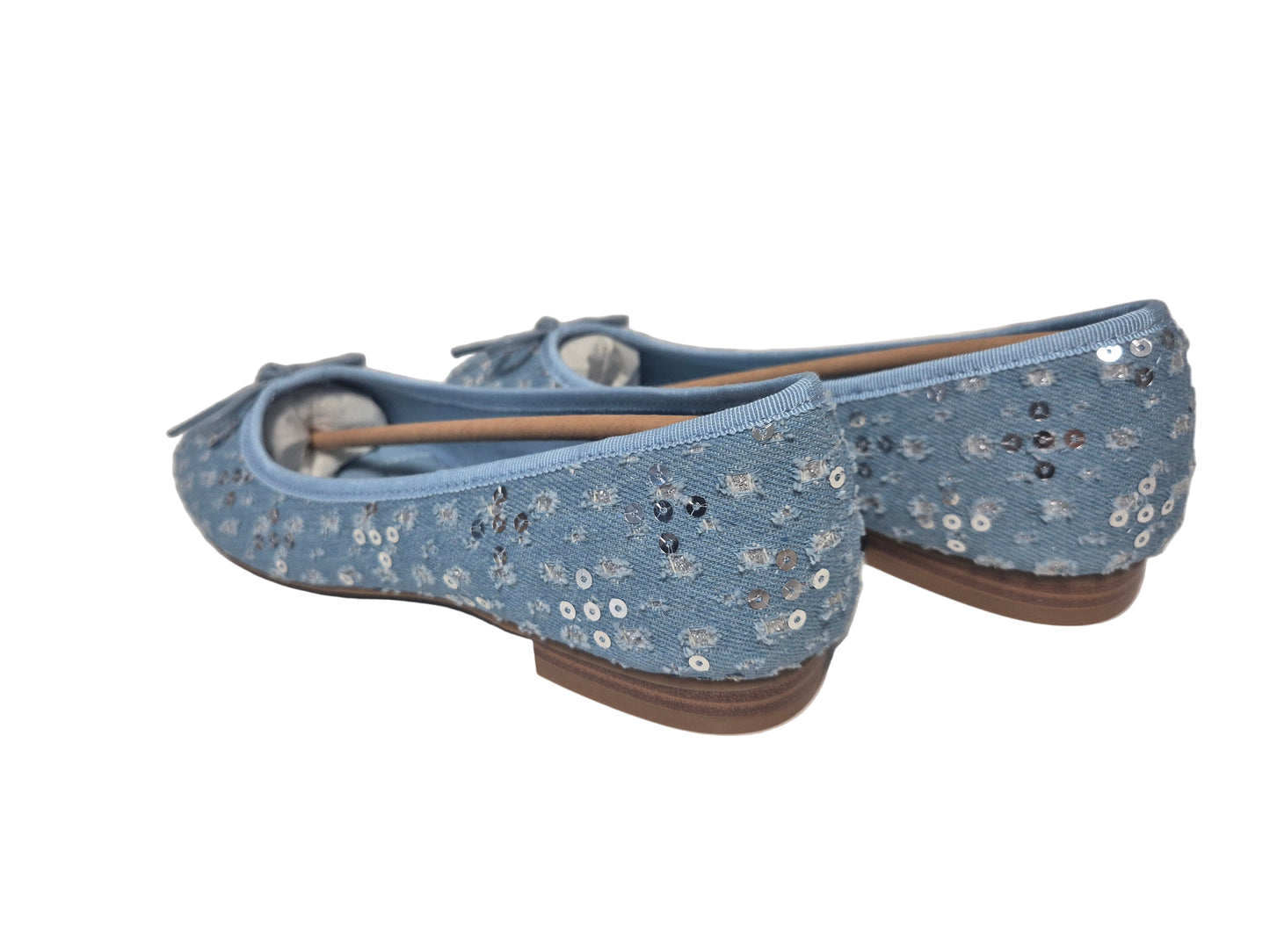 LA STRADA Jeans Ballerina Slipper Pailetten Glitzer, Blau, Gr. 39