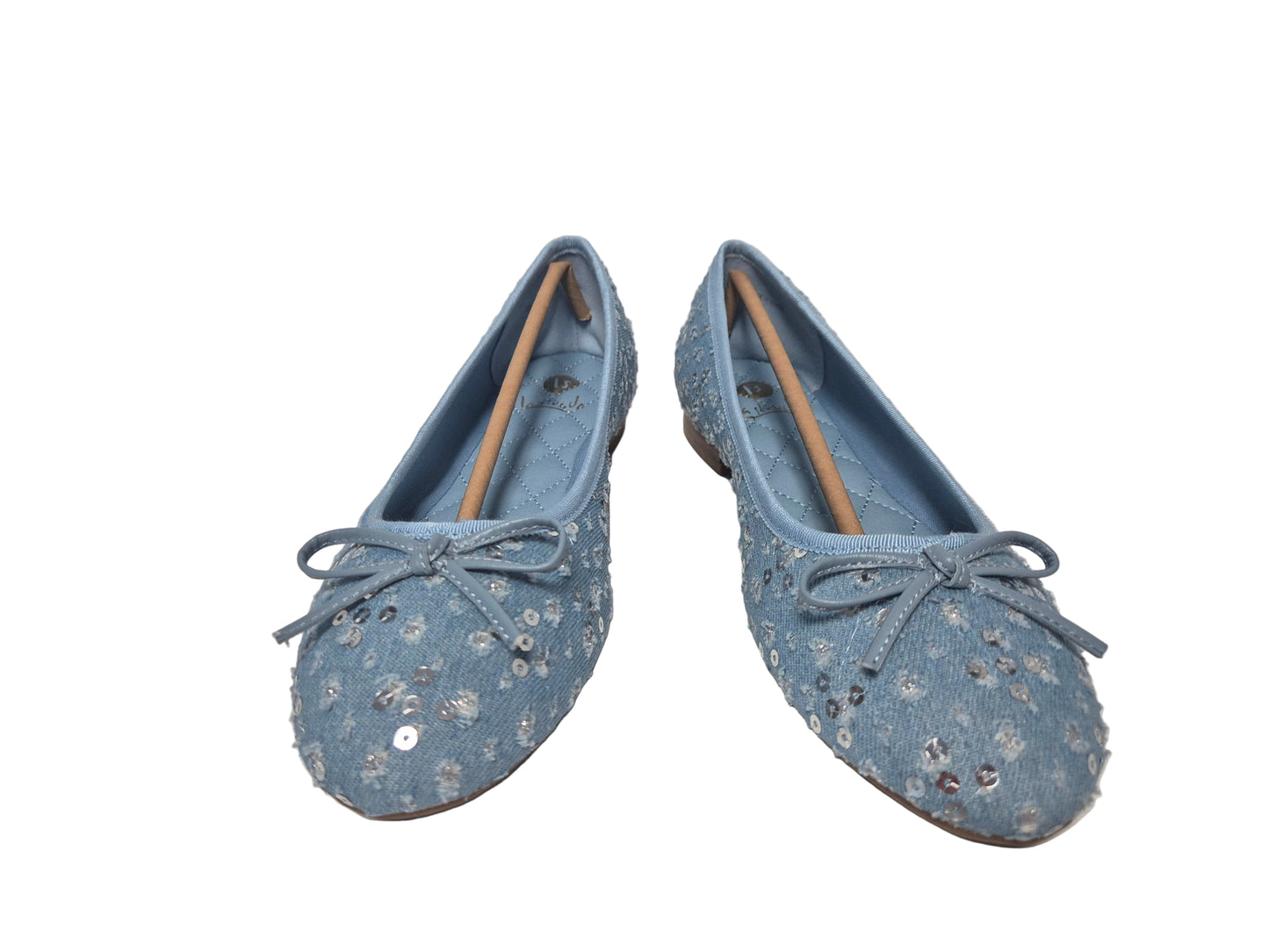 LA STRADA Jeans Ballerina Slipper Pailetten Glitzer, Blau, Gr. 39