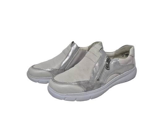 Waldläufer Slipper Halbschuhe aus Leder, silber, Gr. 37,5