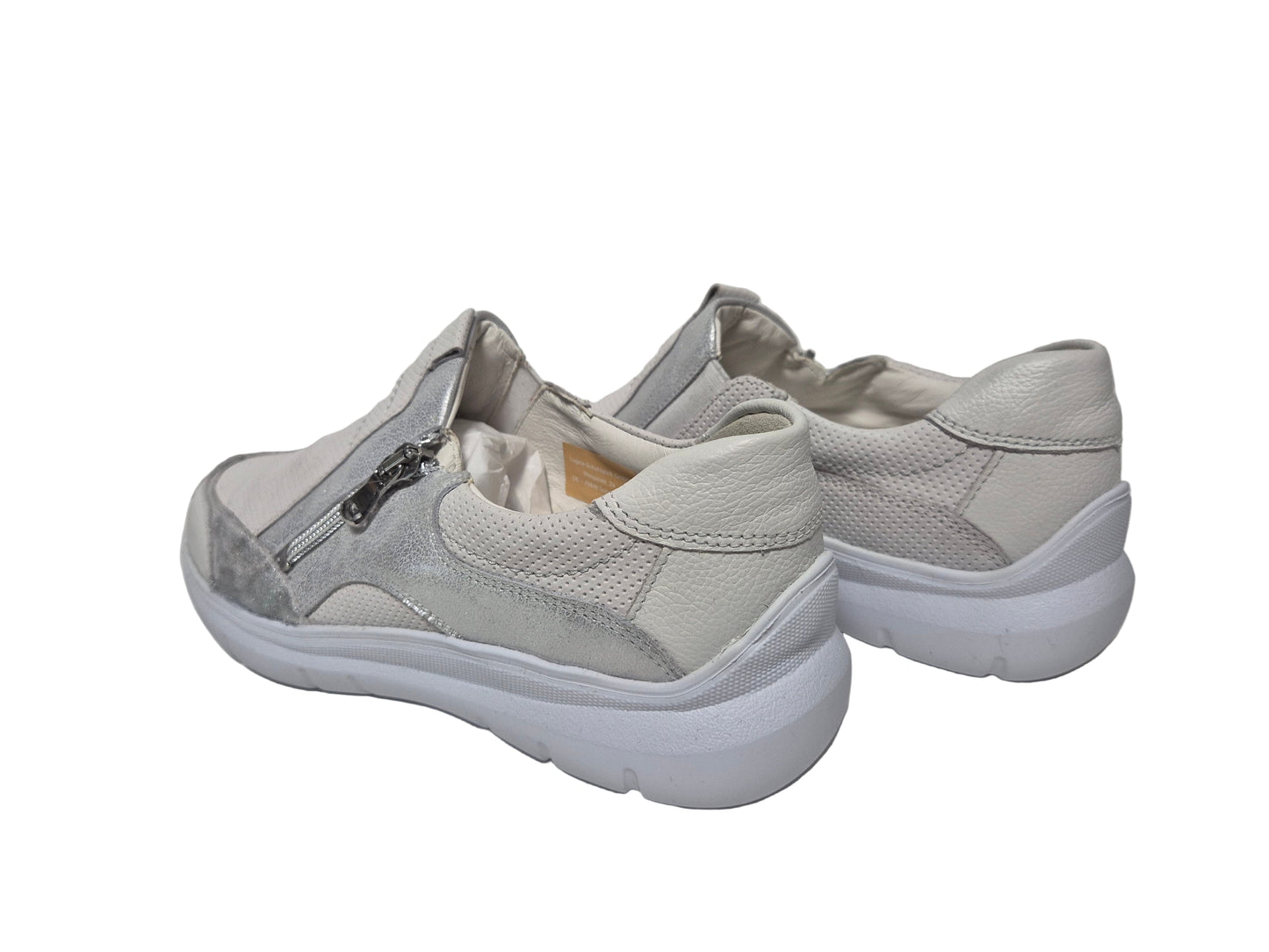 Waldläufer Slipper Halbschuhe aus Leder, silber, Gr. 37,5