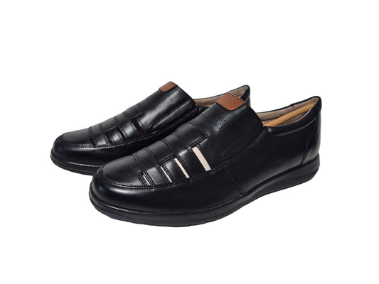 Caprice Slipper Halbschuh Leder, schwarz, Gr. 43