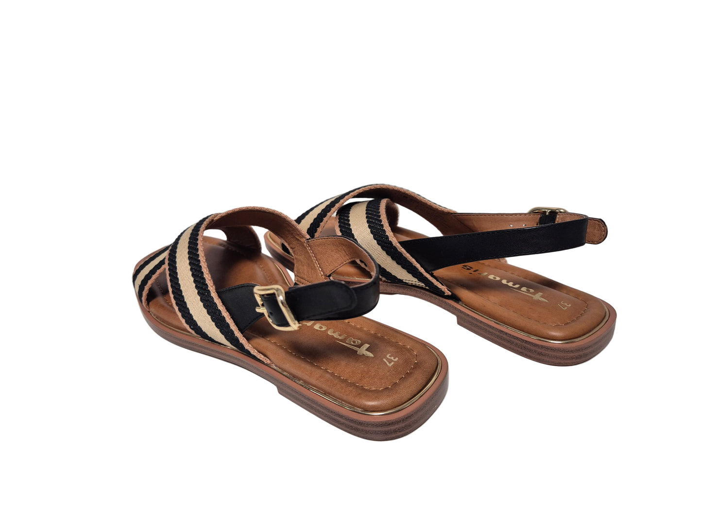 Tamaris Sandale 1-28117-42, beige-schwaz, Gr. 37