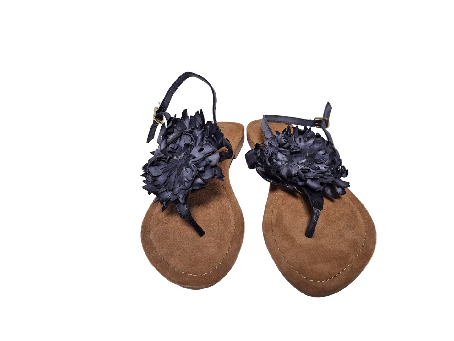 Lazamani Sandalette Zehentrenner Batik Blume, schwarz-grau, Gr. 39