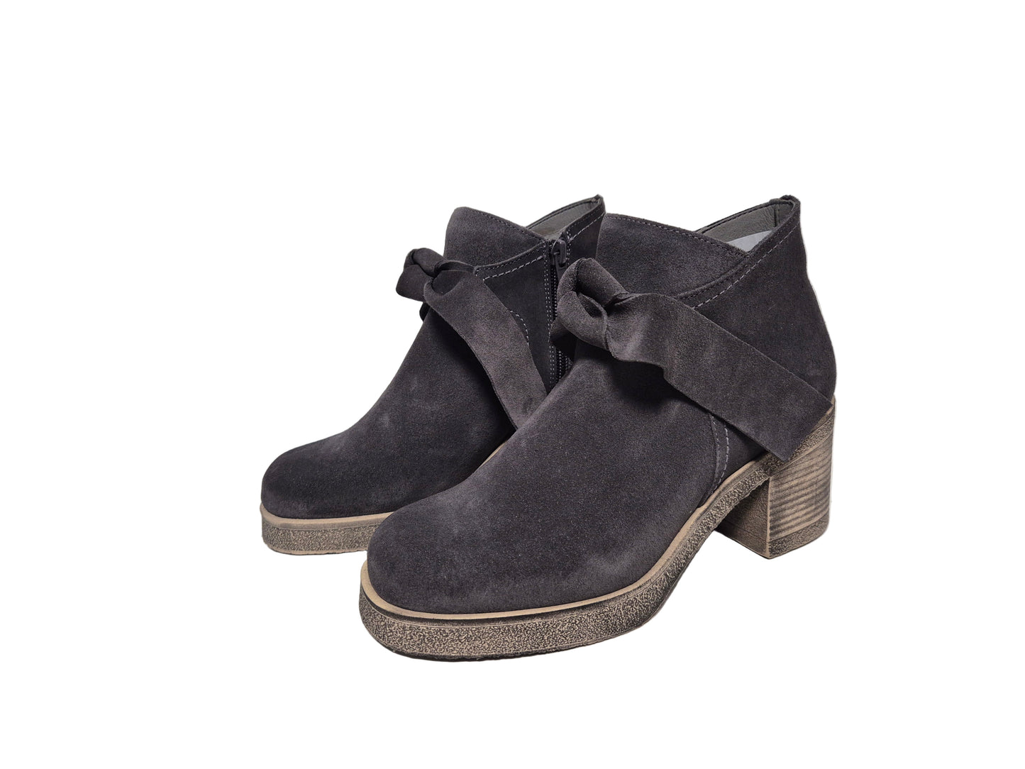 Heine Stiefeletten aus Veloursleder, grau, Gr. 36