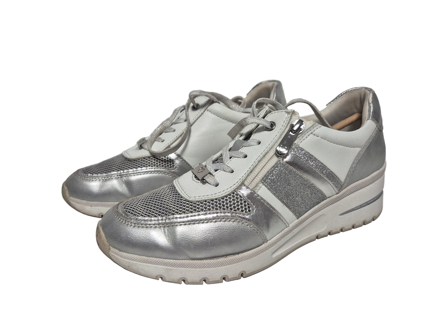 Marco Tozzi Keilsneaker, weiß silber Gr. 41