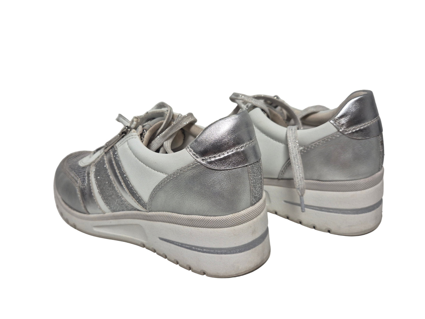 Marco Tozzi Keilsneaker, weiß silber Gr. 41